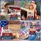 4 Pcs Memorial Day Decorations Patriotic 4th of July Tabletop Decor Red White Blue Table Centerpieces Wood Block God Bless Sign for Tiered Tray Home Shelf Mantel(Independence Day USA)